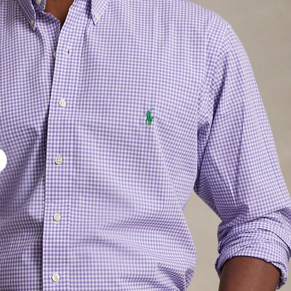 Gingham Poplin Shirt . Lavender/White - Picture 5 of 6